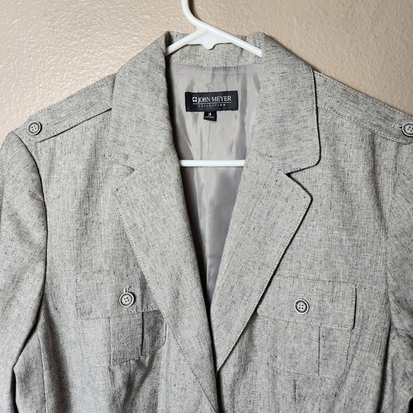 John Meyer Collection Linen Blend Tan Utility Blazer Jacket w/Belt-Size 16 NWT - Picture 3 of 11